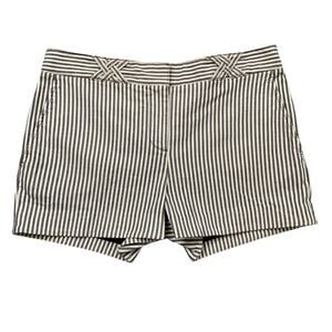 Tory Burch Shorts Womens 8 White Navy Sarah Jane Dover Pin Stripe Pockets Chino